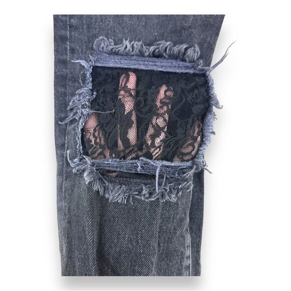 CARMAR | Lace Distressed High Rise Straight Leg Boyfriend Jeans Augusta Faded 27 - Picture 6 of 10